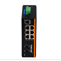 Commutateur Ethernet industriel géré Tincam Layer 2, 2 ports SFP Gigabit + 6 ports Fast Ethernet, console, VLAN, SNMP, STP, ERPS, PTP, rail DIN