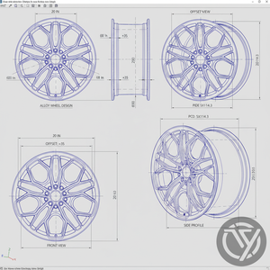 Jantes en aluminium forgé sur mesure, noir satiné avec ligne rouge fraisée, jantes de course à rayons en Y - Product Image 5