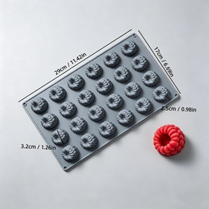 24 Cavity Raspberry <b>Silicone</b> Mold Grey <b>Baking</b> Cake Mold For DIY French Dessert Mousse Chocolate - Product Image 2