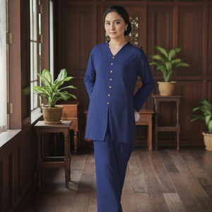 Modest Evening Formal Kebaya Dress Eco-Friendly Geometric <b>Lace</b> Printed Ironless Cey Crepe Direct Kilang Viral Raya 2025 Trend - Product Image 1