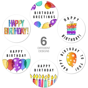 Etiqueta Adhesiva Redonda de Feliz Cumpleaños, Resistente al Agua, Troquelada, Personalizada, para Embalaje de Regalos, Papel Kraft Resistente - Product Image 3