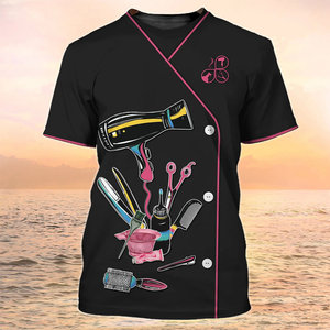 Thời Trang Mùa Hè Ngắn Tay Áo Người Đàn Ông Của T-Shirts Vui Hình Cắt Tóc Cắt Tóc Quần Áo Thợ Làm Tóc 3D In Tees - Product Image 4