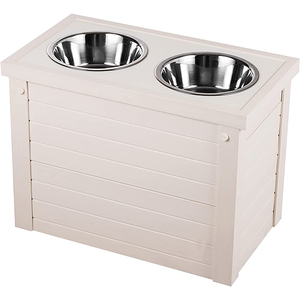 Diner pour animaux de compagnie avec rangement-Blanc antique, grand - Product Image 1