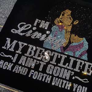 Black Girl Lady Sparkle Bling Bling Crystal Design Heat Press Strass Transferts pour Baby Shower Onesies Nursery Gifts - Product Image 4