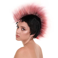 Perruque Mohawk rose intégrale HLC ODM Troll Rock Star, perruques de fête d'Halloween, accessoires de costume, mode unisexe, perruques de performance