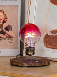 HCNT Factory Modern Levitating LED Bulb With <b>Rainbow</b> Design Wooden Base Touch Control Floating Bulb Home Decor Night <b>Light</b> - Product Image 1