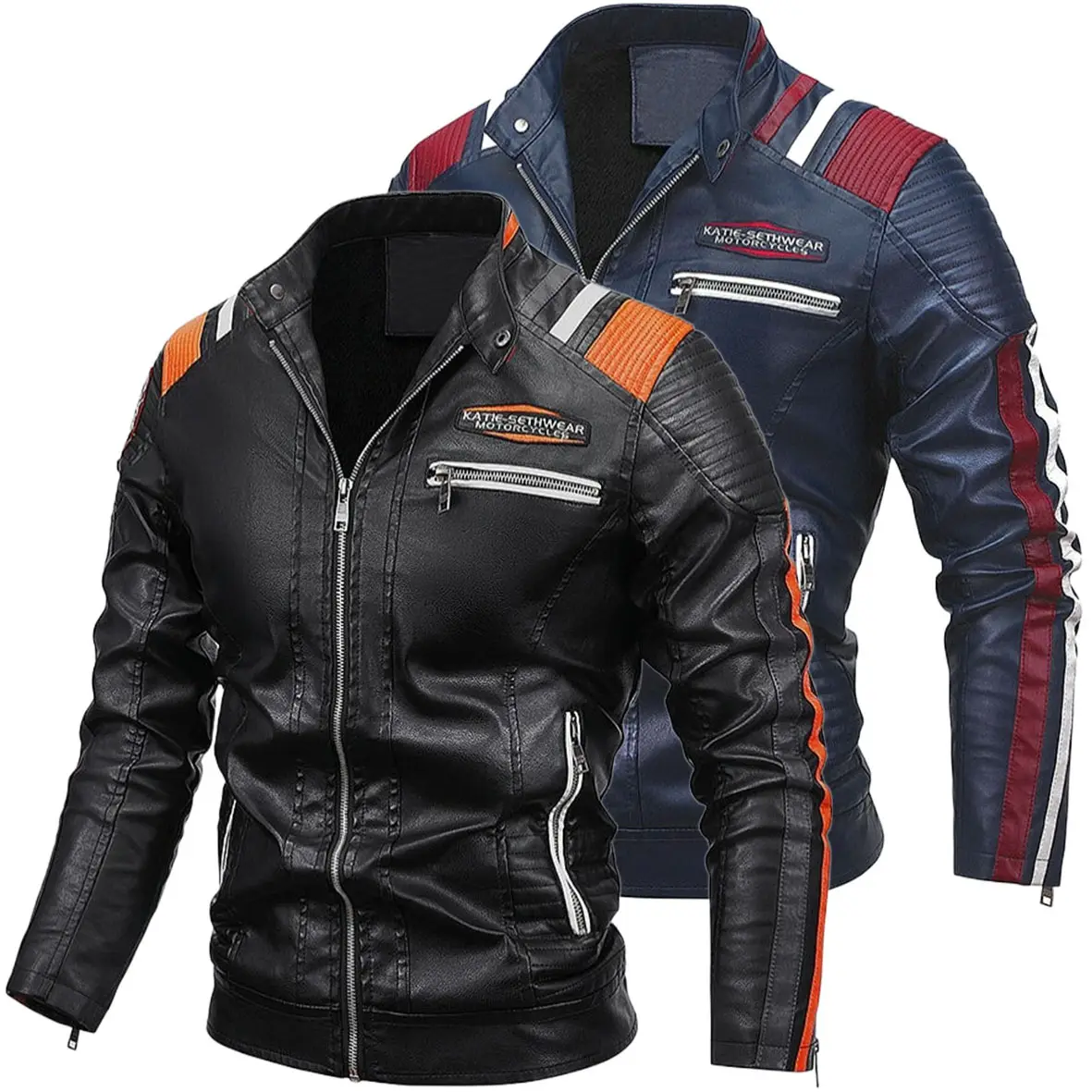 QUEENA-chaqueta de cuero para hombre, estilo de motocicleta, de carreras, informal, forro de lana cálido, otoño e invierno, novedad de 2022