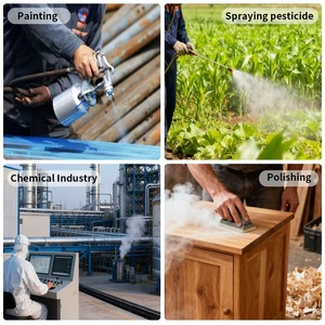 Pabrik grosir MF14 masker <span class=keywords><strong>Gas</strong></span> wajah penuh dengan 0.5m tabung udara dapat digunakan kembali 3-lapisan kartrid perlindungan amonia - Product Image 5