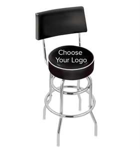 Tabouret de <span class=keywords><strong>Bar</strong></span> Pivotant Logo Double Anneau Tabouret Pivotant avec Dossier Rembourré et Siège Tabouret de <span class=keywords><strong>Bar</strong></span> Chromé - Product Image 1