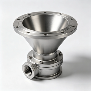 Embudo cónico industrial de acero inoxidable personalizado OEM, mecanizado por CNC, con brida, fabricado en Guangdong - Product Image 2