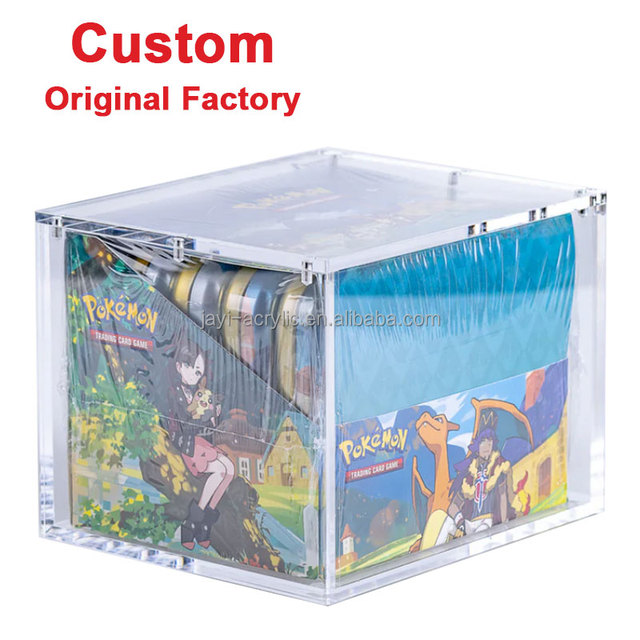 Factory Custom UV Protection Clear Acrylic Case for Pokemo 8 10 Mini Tin Display Booster Pack with Magnetic Lid