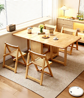 Table à manger extensible et pliable en bois massif, design moderne, stable, gain de place, écologique, rectangulaire, mobilier de maison compact