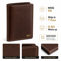 Dompet Kartu Kulit Premium Coklat Vintage Langsung dari Pabrik Dengan Logo Emas Jahitan Klasik OEM ODM Kemasan Kustom Hadiah Bisnis