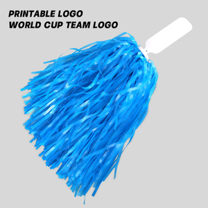 Pompons de cheerleading personnalisés avec logo, plats, 25g, jaune mat, en feuille, avec poignée pour les doigts - Product Image 2