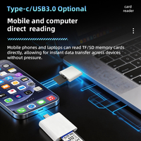 Adaptateur externe USB 3.0 Plug and Play Lecteur de carte TF SD avec fente pour carte mémoire flash pour ordinateur portable de bureau Lecteur de carte Type-c
