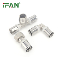 IFAN Vente en gros Raccords à sertir en laiton PEX DIN 16836 16-32MM Coude à douille en T Échantillon gratuit Raccords pour tuyaux PEX-Al-PEX