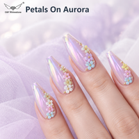 CY Gemischte Farben Weiß-Gold Perlen Strasssteine 3D Nail Art Harz Edelstein Zubehör Acrylblumen