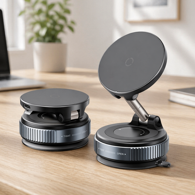 Mobile Phone Magnetic Wireless Car Charger Fast Charging Vacuum Suction Cup Dashboard Mount