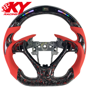 Volant de course personnalisé en fibre de carbone forgée rouge, cuir rouge et LED, adapté aux Acura TL TLX TSX MDX ZDX RDX ILX - Product Image 1