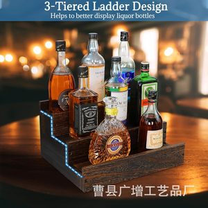<b>Rustic</b> <b>Wooden</b> <b>Shelf</b> Tiered Condiment Rack 3 Floors Kitchen Countertop Display Storage Multipurpose - Product Image 3