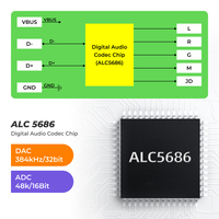 Module audio numérique avec DAC 384kHz/32bit et amplificateur pour la lecture et l'enregistrement de musique sur casque, appels, télécommande filaire