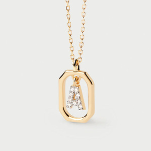 <span class=keywords><strong>Collana</strong></span> <span class=keywords><strong>con</strong></span> Ciondolo a Lettera in Acciaio Inossidabile 316L Placcato <span class=keywords><strong>Oro</strong></span> 18k PVD, Impermeabile e Antiossidante, Prodotta da LUCKYJIU - Product Image 1