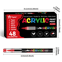 Ensemble de marqueurs de peinture acrylique Flysea 48 couleurs, pointe de pinceau souple, stylos et marqueurs de peinture acrylique pour artistes, artisanat DIY, toile, bois