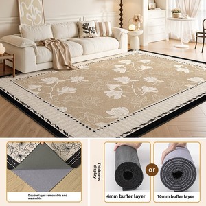 Tappeto Moderno a Doppio Strato Rimovibile <span class=keywords><strong>per</strong></span> Divano e Tavolino, Lavabile in Lavatrice, in Ciniglia, <span class=keywords><strong>per</strong></span> Soggiorno e <span class=keywords><strong>Camera</strong></span> <span class=keywords><strong>da</strong></span> <span class=keywords><strong>Letto</strong></span>, con Motivo Vegetale - Product Image 6