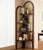 Étagère d'angle triangulaire en bambou de style rétro nordique, meuble de rangement multi-niveaux pour salon, bureau et chambre