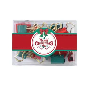 厂家直销质量保证圣诞系列回形针长尾夹针文具套装批发礼品