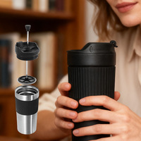 Mug de voyage à café à double paroi en acier inoxydable avec revêtement en poudre personnalisé de 450 ml avec infuseur à thé
