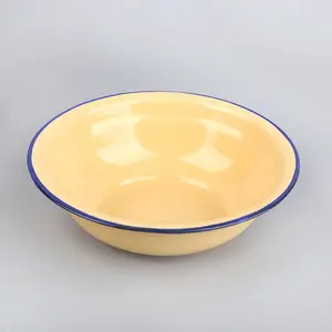 Custom Logo 16-30 Cm Classic Edge Curl Useful Home Kitchen Eco-friendly Enamel Basin Tableware Food Bowls Enamel Bowl