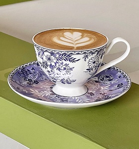 Offre Spéciale : Ensemble Tasse et Soucoupe à Café en Porcelaine Bleue Style Rétro Français 220ml – Écologique pour le Thé de l'Après-midi - Product Image 6
