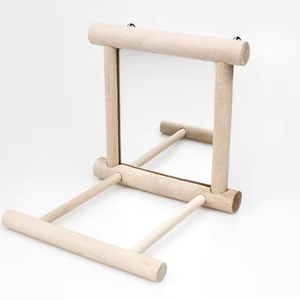 木製インタラクティブプレイパーチスタンドハンギングスイングミラー鳥用小動物用品バードケージ用アクセサリー - Product Image 1