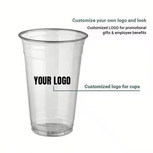 Stock disponible, livraison rapide, gobelets jetables personnalisables en PET transparent à paroi simple de 98 mm, écologiques, pour le lait, le café, les jus - Product Image 3