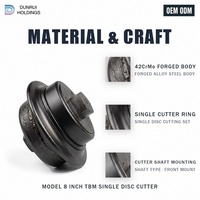Disque de coupe TBM Dunrui de 8 pouces pour microtunnelisation, en acier forgé 42CrMo, avec roulements Timken, pour tunnels utilitaires