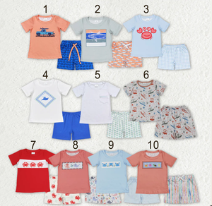 Sibling Baby Boys Short Sleeve Shirts Top Shorts Sea World Pajamas <b>Clothes</b> Sets - Product Image 1