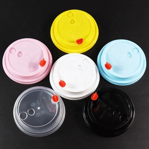 Tapas de plástico desechables para taza de plástico, de grado alimenticio, de inyección de calibre de 90mm, impermeables <span class=keywords><strong>con</strong></span> tapón en forma de corazón rojo - Product Image 1