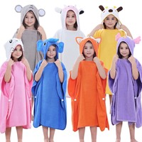 MICHLEY 100% Cotton Knitted Quick-Dry Hooded Bath Robe Kids Cartoon Pattern Soft Absorbent Baby Towel Bathroom Bedroom