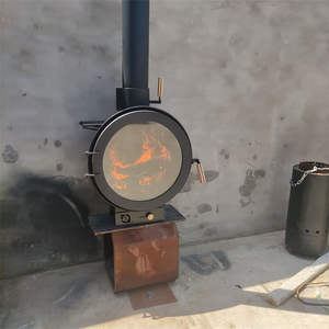 Cheminée murale Chauffage intérieur Poêle à <span class=keywords><strong>bois</strong></span> Cheminée noire - Product Image 2