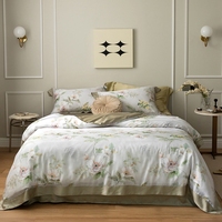Couverture d'été en soie de luxe, couette de sommeil haut de gamme à impression de soie lavée King Queen Size/