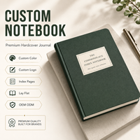 Quaderno Personalizzato LABON con Copertina Rigida Verde, Pagine con Indice Alfabetico, Modello per Estratti e Citazioni, Segnalibro a Nastro, OEM ODM