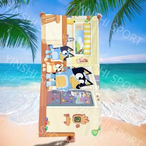 Blueys dibujos animados personalizado blueys dibujos animados viaje verano estampado secado rápido gran tamaño arena libre grande <span class=keywords><strong>Toalla</strong></span> de playa para mujeres niños - Product Image 1