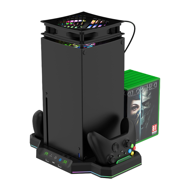 X Box Multifunctional RGB Cooling Stand for X Box Series X Console Dual Controller Charging Station With Battery