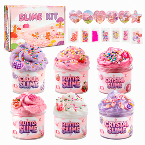 Custom 6 Pack Kids <b>Slime</b> <b>Kit</b> Butter Cloud Crystal <b>Slime</b> Toy Set with Charms OEM Wholesale Party Favor Gift Supplier for Retailer - Product Image 1