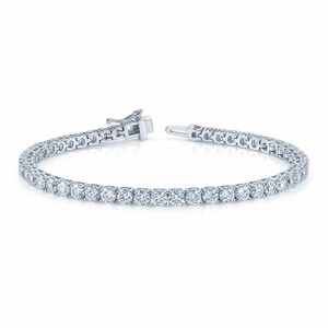 Bracelet tennis classique en or 14 carats à quatre griffes rondes - Product Image 2