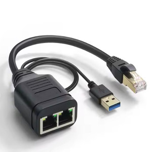 Adaptador divisor de red Ethernet RJ45 portátil <span class=keywords><strong>Cable</strong></span> de silicona blindado trenzado con chaqueta de PVC y TPE para enrutador de computadora portátil - Product Image 2