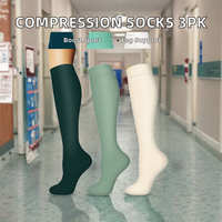 Chaussettes de compression pour femmes et hommes (3 paires) - Tricotées, ODM, séchage rapide, soutien pour infirmières, course à pied, randonnée, récupération et voyage