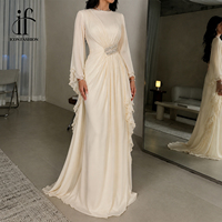 Robe de soirée longue en satin vintage pour femme 2026, col montant, dentelle, boutons, ornée de strass et de perles