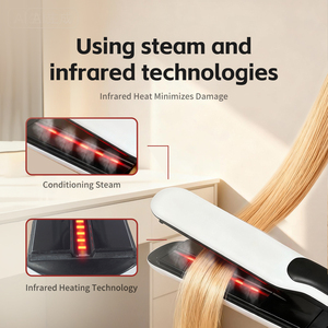 مكواة شعر ذكية بالبخار PTC 2 في 1 مكواة مسطحة ومجعدة بالأشعة تحت الحمراء ولوح سيراميك مع درجة حرارة قابلة للتعديل وتسخين سريع - Product Image 4